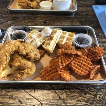The Cookshack - Chicken and Waffles (comes with a side and a sauce) - Chicken Shop Near Me - Houston, Texas