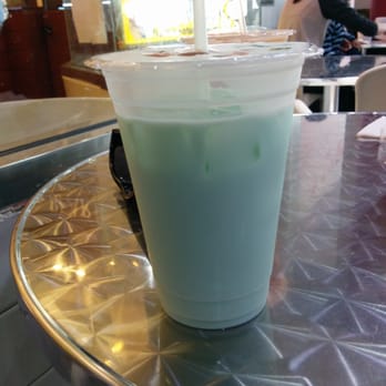Beard Papa's - Weird colored green milk tea.. - Bakeries Near Me - Los Angeles, California