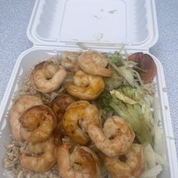 Shrimp teriyaki with fried rice Shrimp teriyaki with fried rice
