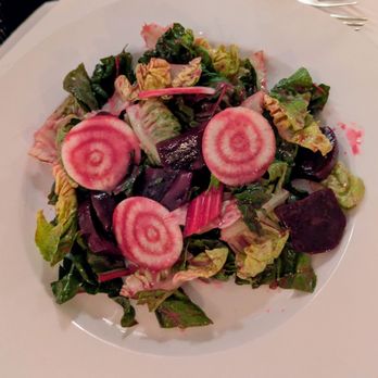 Tourmaline - Close up of the Ruby Queen Beet salad, looks like roses in a bouquet - New American Near Me - Forest Hills, New York