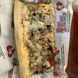 Penn Station East Coast Subs - Mega Cheesesteak with ghost pepper cheese
