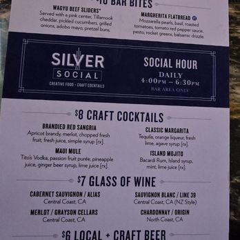 Silver Social - Social hour (Happy hour) menu - New American Near Me - Washington, DC, District of Columbia Silver Social - Social hour (Happy hour) menu - New American Near Me - Washington, DC, District of Columbia