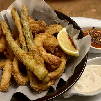 Liberty Kitchen & Oysterette - Shrimp, calamari and asparagus fried - New American Near Me - Houston, Texas Liberty Kitchen & Oysterette - Shrimp, calamari and asparagus fried - New American Near Me - Houston, Texas