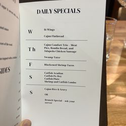 Daily specials menu