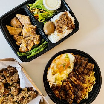 Taipei Cafe - Fried Pork Chop Bento Popcorn Chicken Noodle with Black Pepper Sauce + Meat (Sweet Short Ribs) - Bubble Tea Near Me - Chicago, Illinois Taipei Cafe - Fried Pork Chop Bento Popcorn Chicken Noodle with Black Pepper Sauce + Meat (Sweet Short Ribs) - Bubble Tea Near Me - Chicago, Illinois