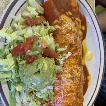La Escondida Cafe - Barbacoa burrito with red sauce - Mexican Near Me - Roswell, New Mexico