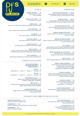 Menu photo 1 PJ’s Place Seaside Heights, NJ Menu photo 1 PJ’s Place Seaside Heights, NJ