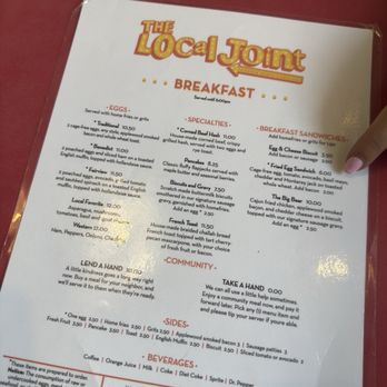 The Local Joint - Breakfast Menu - Diners Near Me - Fairview, North Carolina
