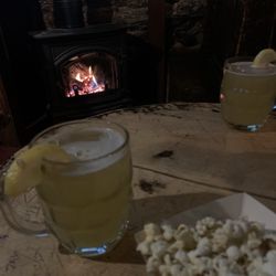 Wickenden Pub - Allagash white and popcorn by the fire