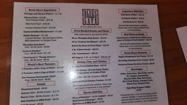 Menu photo 7 Blues City Cafe Memphis, TN