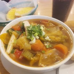 Seafood soup (caldo de mariscos) with xtra toasted bolillo. Seafood soup (caldo de mariscos) with xtra toasted bolillo.