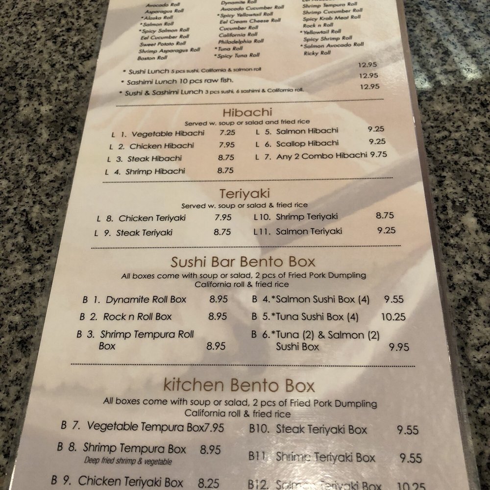 Lunch menu Lunch menu