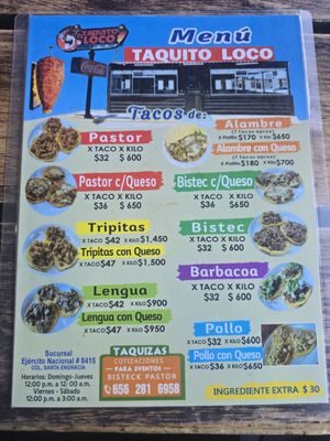 Menu photo 2 El Tacquito Loco Juárez, CHH