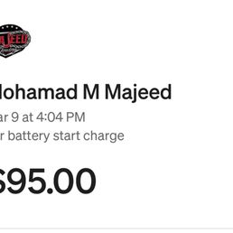 They charge $95 to jump start a car. What a rip off.