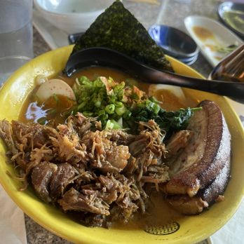 Santa Barbara Craft Ramen - Red ramen with pork and pork belly, added egg and chili paste. - Ramen Near Me - Santa Barbara, California