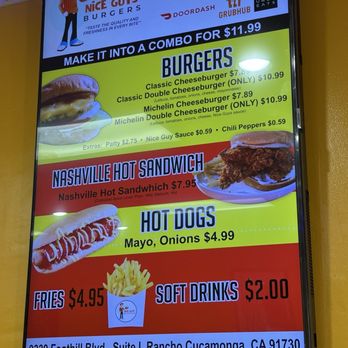 Nice Guys Burgers - Menu - 5/25 - Burgers Near Me - Rancho Cucamonga , California