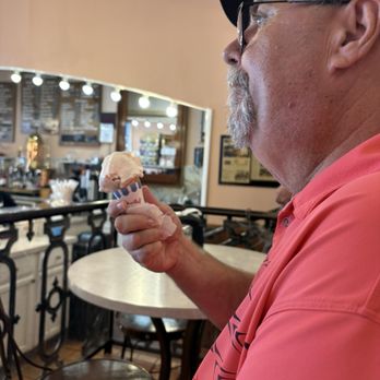 Angelo Brocato - One scoop strawberry cheesecake gelato on sugar cone. - Coffee & Tea Near Me - New Orleans, Louisiana