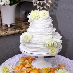 Sweet Dreams Cakes & Cupcakes - Our 3 tier ruffle wedding cake-2 tiers of Funfetti cake & 1 with yellow cake & vanilla buttercream!