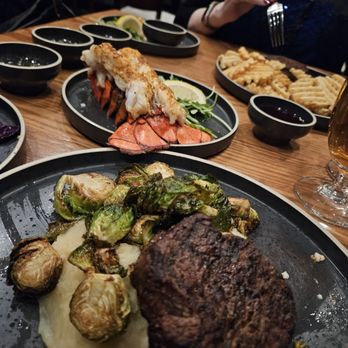 Cellar 55 - Petite Filet & Cold Water Lobster Tail with Mashed Potatoes - Wine Bars Near Me - Amarillo, Texas