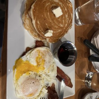 Four Peaks Brewing - Pancake stack ($10)added eggs ($2 each egg) and bacon($3) - Pubs Near Me - Tempe, Arizona