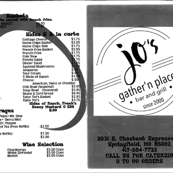 Jo's Gathern' Place - Menu - New American Near Me - Springfield, Missouri
