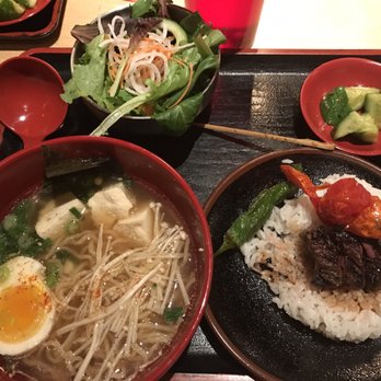 RAMEN-SAN - Shio ramen, skirt steak with rice, salad and cucumber) - Ramen Near Me - Chicago, Illinois RAMEN-SAN - Shio ramen, skirt steak with rice, salad and cucumber) - Ramen Near Me - Chicago, Illinois