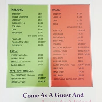 Indu Threading & Beauty Salon - Updated pricing as of July 2015. - Waxing Near Me - La Palma, California