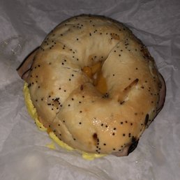 Egg, ham and cheese bagel delicious. Egg, ham and cheese bagel delicious.