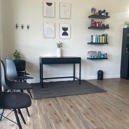 Waiting area and products Waiting area and products