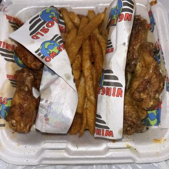 Wings World - Ghost pepper(left) Cajun Fries(middle) Honey Lemon Pepper(right) - Chicken Wings Near Me - Dallas, Texas