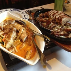 Princess-Garden - Chicken curry to the left and roasted duck to the right.