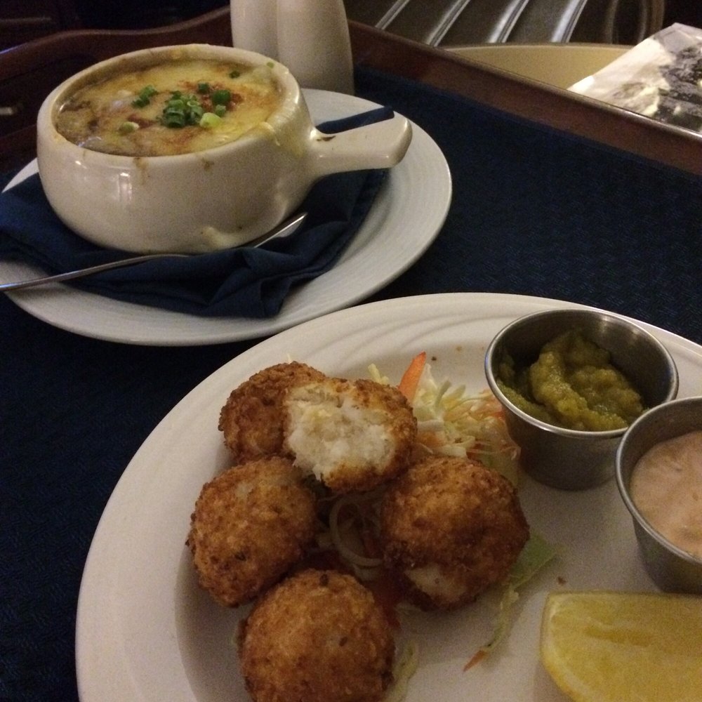Ordered French onion soup and salt cod croquettes for room service. Both were amazing! So good!!