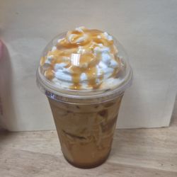 Jersey Gurlz Subs N More - Our caramel iced coffee brewed fresh per order, with whipped cream and caramel drizzle