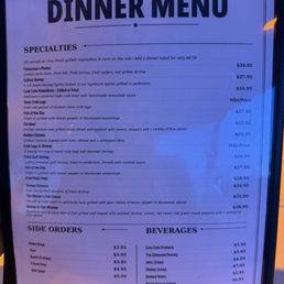 Dinner menu as of 7/4/26 Dinner menu as of 7/4/26