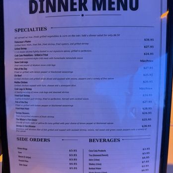 Whale's Tail At Seascape - Dinner menu as of 7/4/26 - Bars Near Me - Miramar Beach, Florida Whale's Tail At Seascape - Dinner menu as of 7/4/26 - Bars Near Me - Miramar Beach, Florida