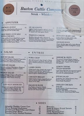 Menu photo 1 Ruston Cattle Company Ennis, TX Menu photo 1 Ruston Cattle Company Ennis, TX