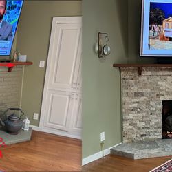 Burbank Fireplace & BBQ - Before and after , new stone work and new gas logs put in.