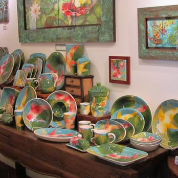 Banana Patch Studio - Gorgeous melodies of color are displayed on cups, plates and wall art. - Commissioned Artists Near Me - Hanapepe, Hawaii Banana Patch Studio - Gorgeous melodies of color are displayed on cups, plates and wall art. - Commissioned Artists Near Me - Hanapepe, Hawaii