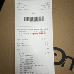 Ugg receipt