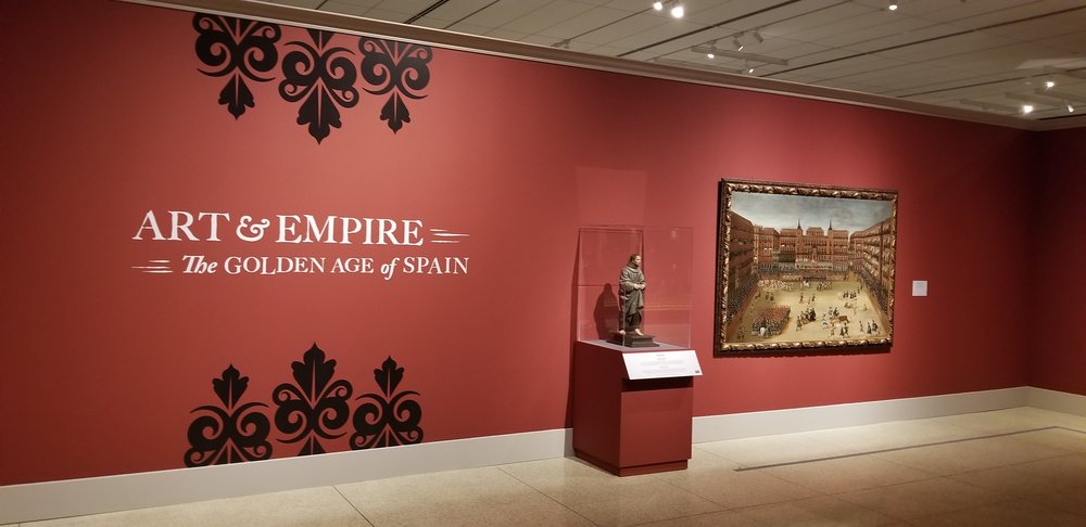 Museum gallery wall painted deep red