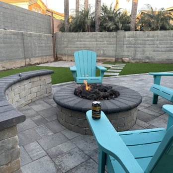 Coastline Pavers - design & build - Custom firepit and seating bench - Masonry/Concrete Near Me Coastline Pavers - design & build - Custom firepit and seating bench - Masonry/Concrete Near Me