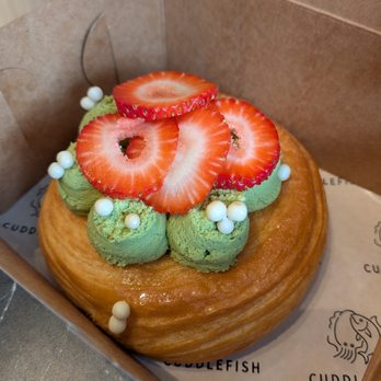 Cuddlefish - Matcha Strawberry Croissant Cup. $7. - Coffee & Tea Near Me - Dunwoody, Georgia