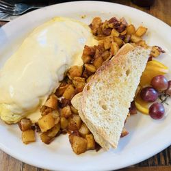 Trout's Cafe - Florentine Omelette w/ Home Fried Potatoes & Sourdough Toast
