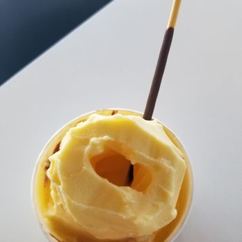 Junni Desserts - Pineapple soft serve ice cream in a cup is hollow inside, but still plenty to enjoy. - Desserts Near Me - Folsom, California