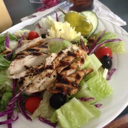 My salad topped with grilled chicken