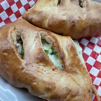 CJ's Pizza - Calzone with onions, peppers, and sausage - Pizza Near Me - Plainfield, Indiana
