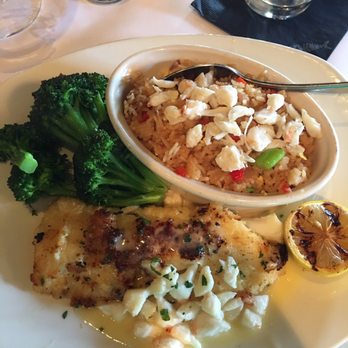 Bonefish Grill - Crusted cod with crab topping, broccoli, and crab fried rice. - Seafood Near Me - Upper Saint Clair, Pennsylvania