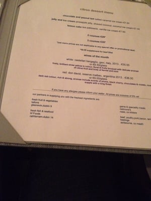Menu photo 1 Citron Restaurant Dublin, D