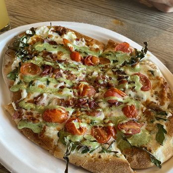 Town Brewing Company - Bacon, tomato and pesto flatbread - Breweries Near Me - Charlotte, North Carolina Town Brewing Company - Bacon, tomato and pesto flatbread - Breweries Near Me - Charlotte, North Carolina