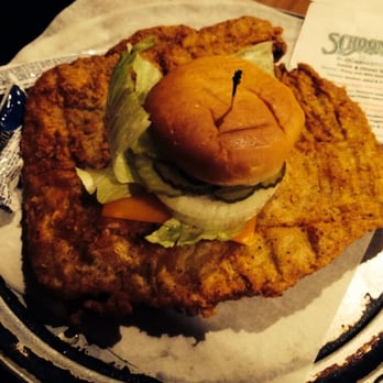 Schooners - Their famous King Tenderloin Sandwich as seen on Food Network. Tasted like a fried steak sandwich from Texas. - American Near Me - Bloomington, Illinois